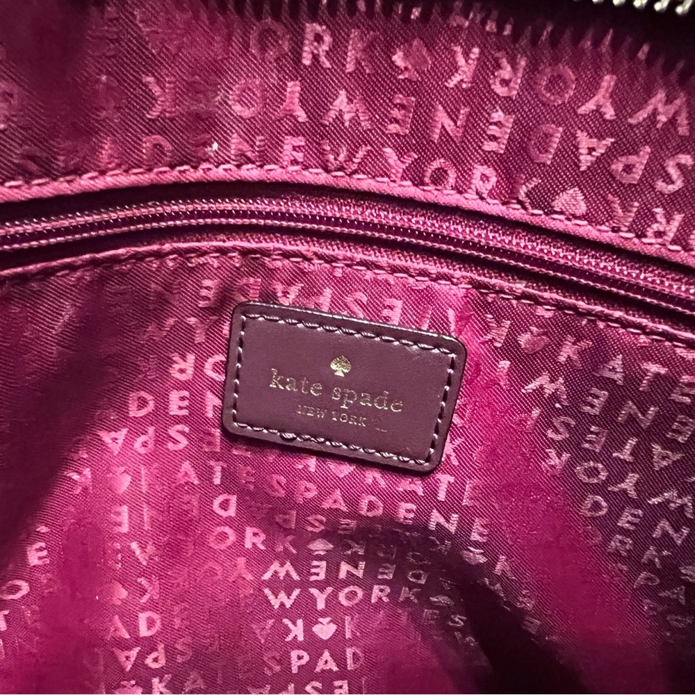 Kate Spade ♠️ Burgundy Bristol Drive Patent Leather Large Tote & Long Zip Wallet - Picture 7 of 14